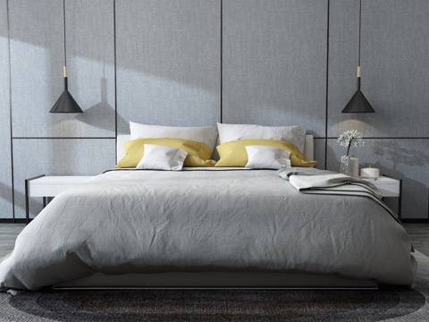 现代床具组合3d模型