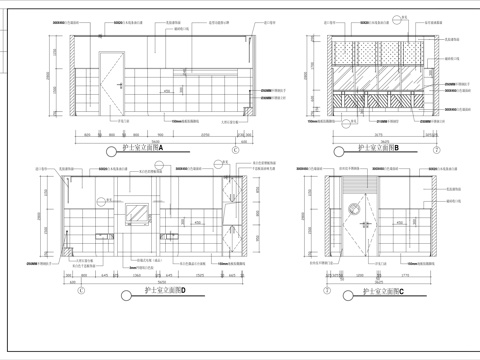  单人病房立面图cad施工图 