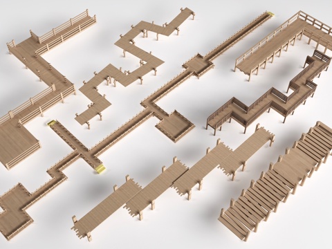 现代木栈道 栈桥 观景平台su模型