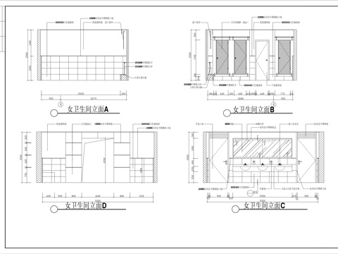  女卫生间立面图cad施工图 