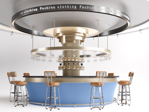 现代圆形吧台 圆形酒吧台 咖啡吧台su模型