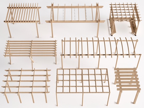 现代景观花架 葡萄架 廊架 绿植爬架su模型