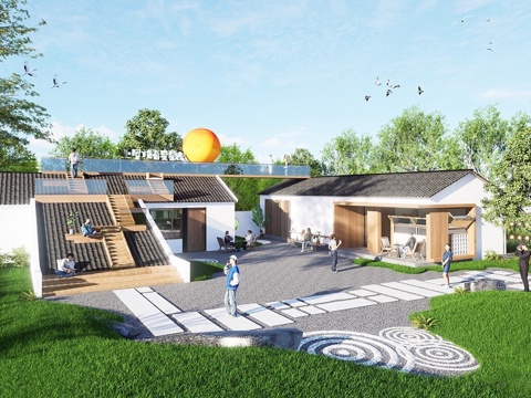 现代屋顶花园 庭院景观 屋顶花园 屋顶观景台su模型