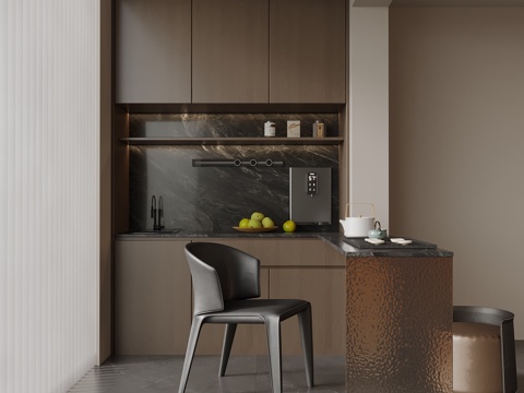 现代阳台茶室 吧台 茶桌椅su模型