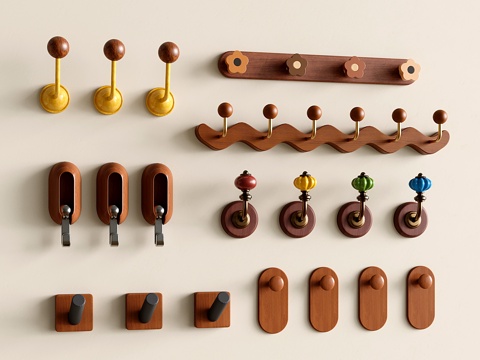 包豪斯挂钩 中古复古挂衣钩 多巴胺挂衣架su模型