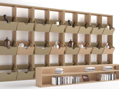 现代装饰架 书架 置物架su模型