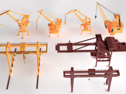 现代起重机 龙门吊 吊车 厂房行车su模型