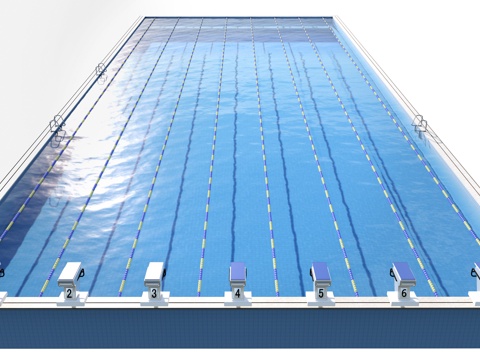 现代游泳池 游泳馆游泳池 游泳池跳台su模型