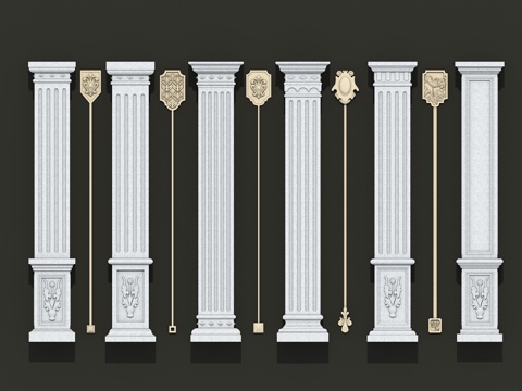 中国结 吊花  欧式柱子su模型