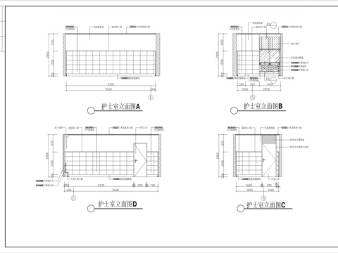  护士站立面cad施工图 