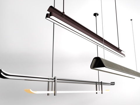 新中式吊灯 直线吊灯 餐厅吊灯 书房吊灯su模型