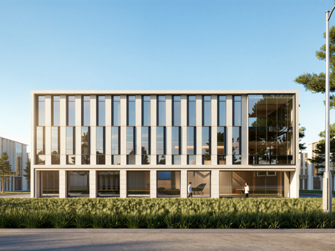 多层厂房 现代产业园 多层办公 厂房 产业园 办公楼su模型