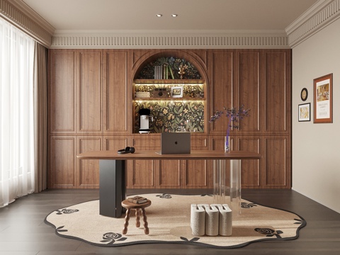 法式中古风书房su模型