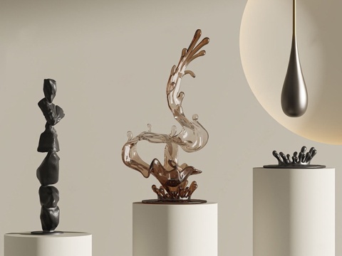 轻奢意式雕塑摆件 水雕塑 意式轻奢雕塑 艺术雕塑su模型