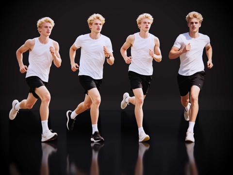 2D现代人物 时尚运动装 运动装模特 跑步运动 运动装帅哥su模型