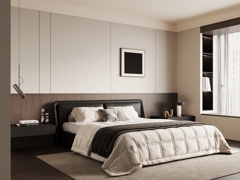 现代意式卧室su模型