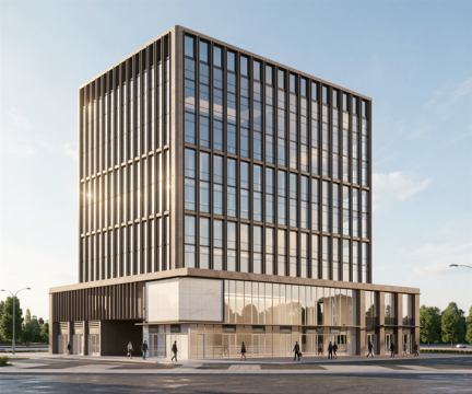 多层办公楼 现代产业园 多层办公 厂房 产业园 办公楼su模型