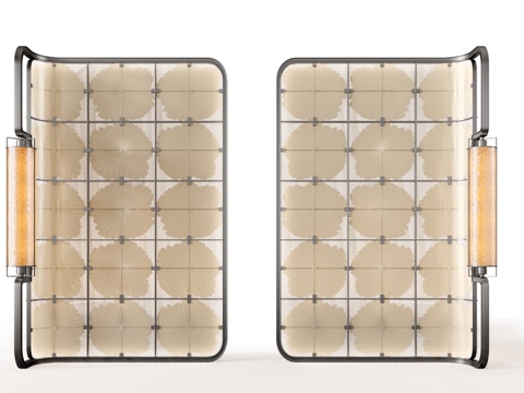 屏风  酒店屏风 格栅屏风 现代玻璃屏风 夹丝玻璃屏风 隔断su模型