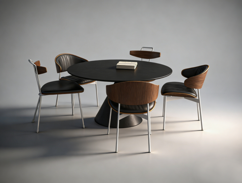 现代书桌餐桌su模型