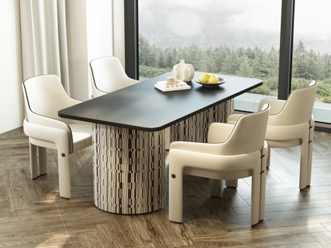 现代餐厅 意式餐厅 现代意式餐桌椅 意式餐桌椅 现代轻奢餐桌su模型