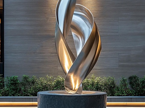 现代抽象金属雕塑摆件 雕塑摆件 景观雕塑su模型