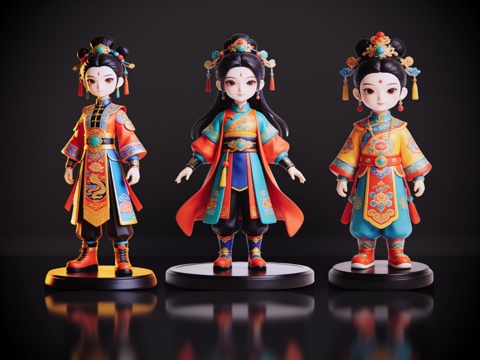 2D国潮手办 国潮公仔 国潮形象公仔 民俗活动 非物质文化遗su模型