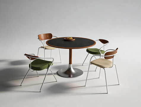 现代书桌餐桌su模型