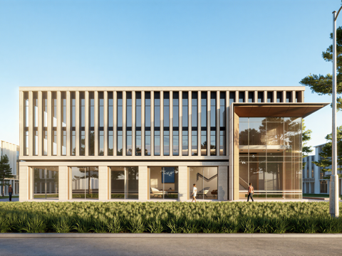 多层厂房 现代产业园 多层办公 厂房 产业园 办公楼su模型