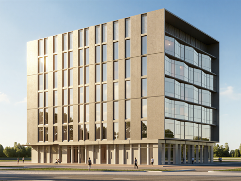 多层办公楼 现代产业园 多层办公 厂房 产业园 办公楼su模型