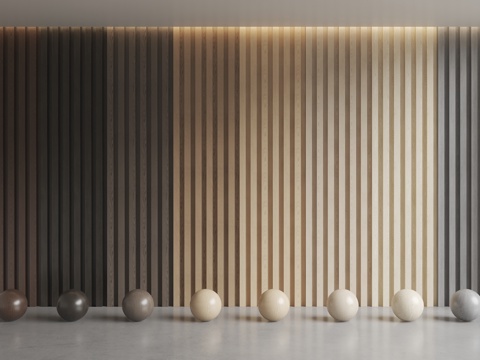 长城板 格栅板 木饰面 长城背景板 护墙板 格栅木饰面su模型