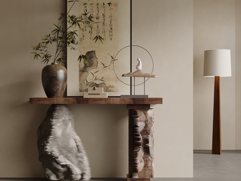 新中式端景台su模型