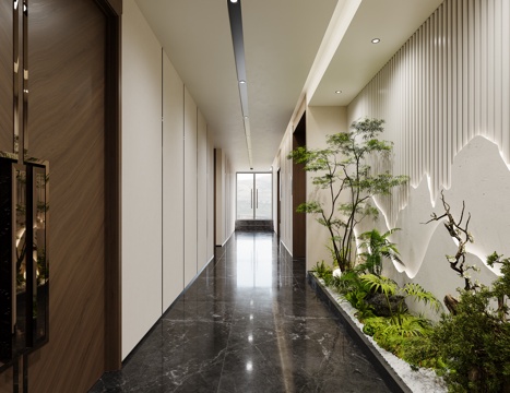 现代工装办公楼 过道 走廊3d模型