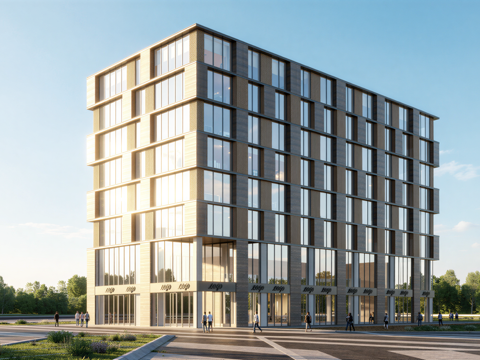 多层办公楼 现代产业园 多层办公 厂房 产业园 办公楼su模型