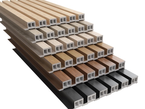 长城板 格栅板 木饰面 长城背景板 护墙板 格栅木饰面su模型