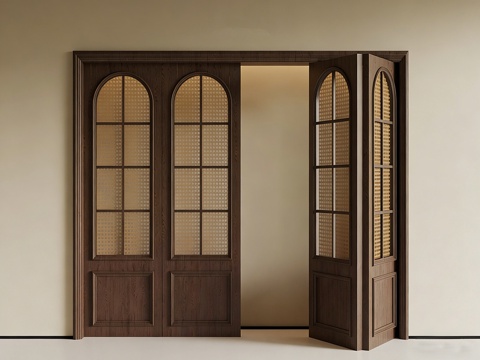 中古折叠门 木门 玻璃折叠门su模型