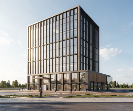 多层办公楼 现代产业园 多层办公 厂房 产业园 办公楼su模型