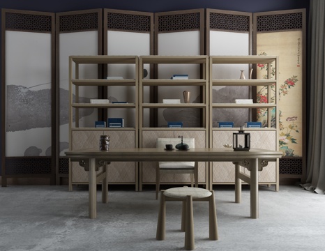  新中式茶室3d模型 