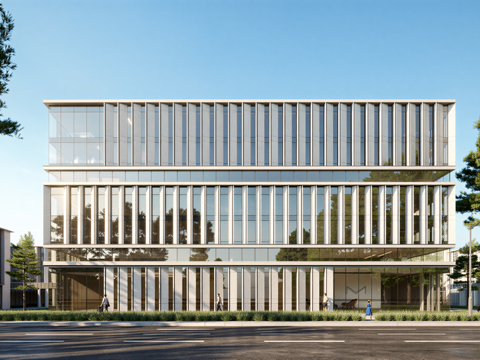 多层厂房 现代产业园 多层办公 厂房 产业园 办公楼su模型