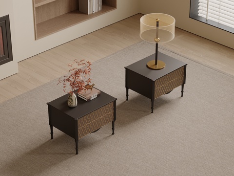 新中式床头柜su模型