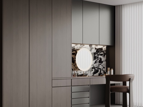 现代意式衣柜 梳妆台su模型