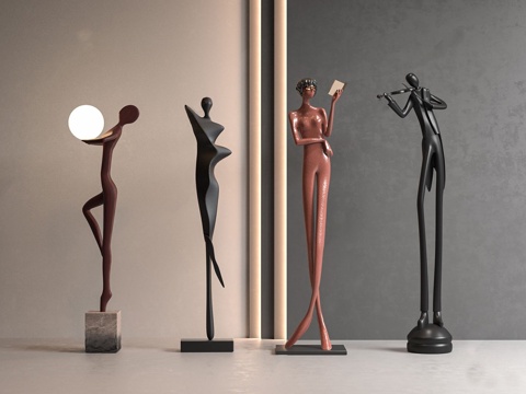 现代意式雕塑摆件 雕像 人形雕塑 人物雕塑 金属摆件 金属雕su模型