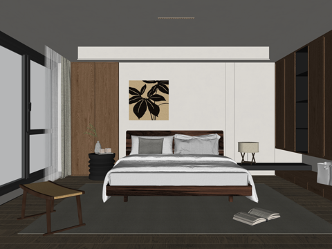 阳台 书桌 书柜 餐厅 沙发su模型