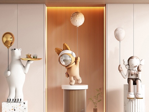 现代雕塑摆件 卡通雕塑公仔摆件su模型