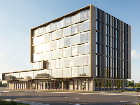 多层办公楼 现代产业园 多层办公 厂房 产业园 办公楼su模型