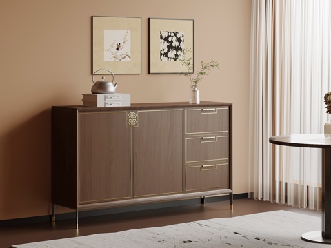 新中式玄关柜su模型