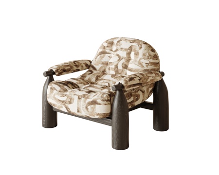 中古风单人沙发su模型