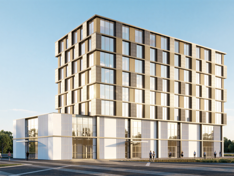 多层办公楼 现代产业园 多层办公 厂房 产业园 办公楼su模型