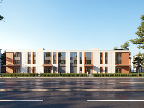 多层厂房 现代产业园 多层办公 厂房 产业园 办公楼su模型