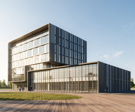 多层办公楼 现代产业园 多层办公 厂房 产业园 办公楼su模型