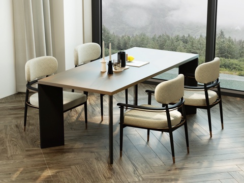 现代餐桌椅 现代意式极简餐桌椅 现代餐厅 现代意式极简餐厅su模型